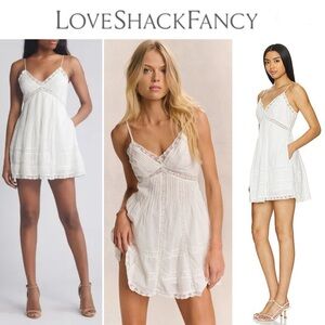 LoveShackFancy White Eyelet Mini Dress
